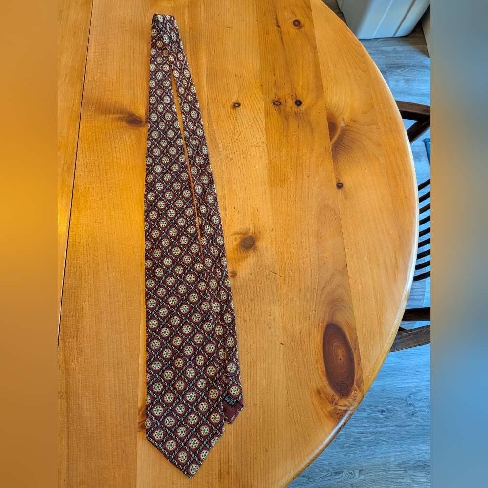 Valentino Geometric Red and Gold Tie